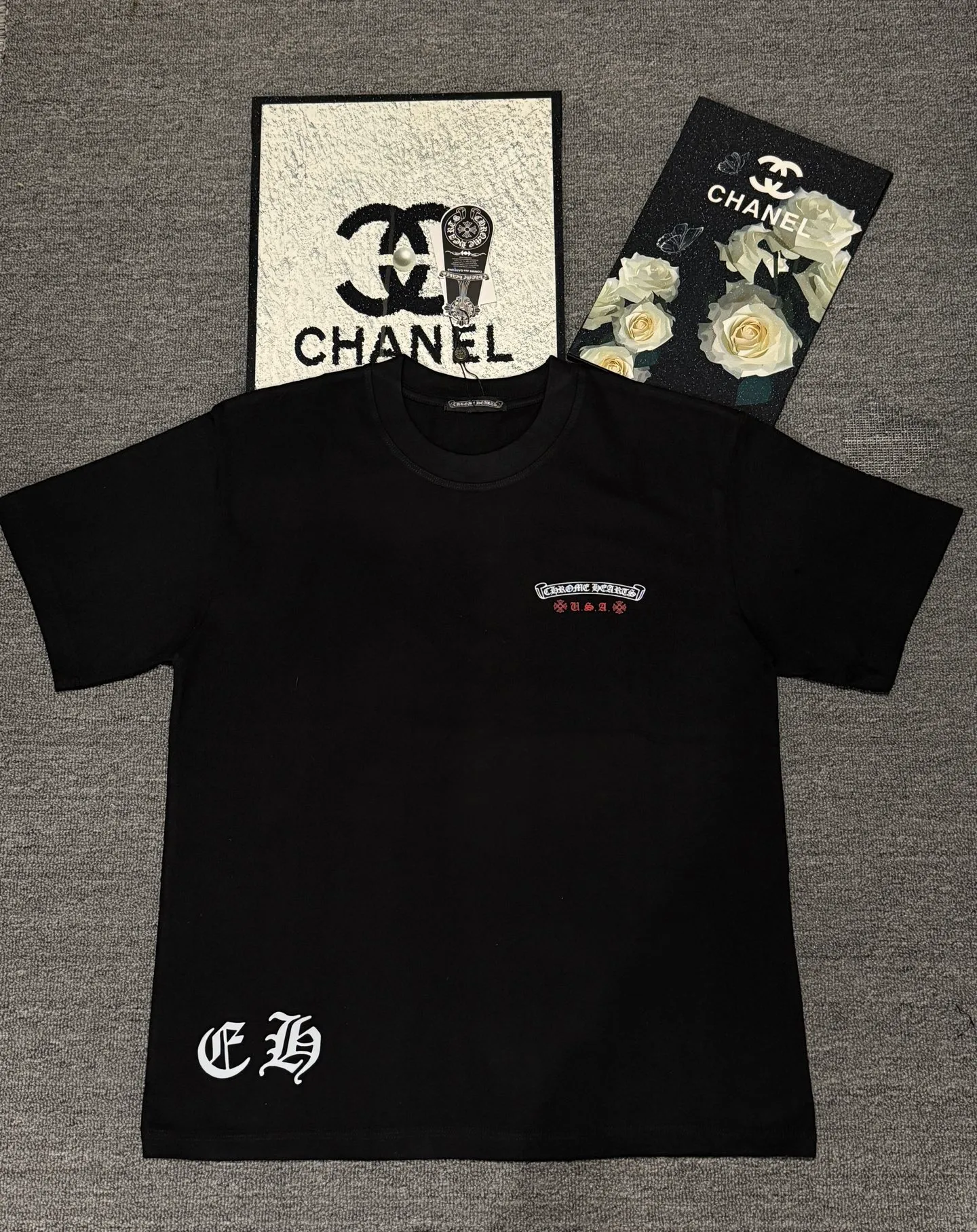 （ ） :YH 005 CH LOGO 1:1 Same Style 32 Breathable 1x 1 oversize 1:1 :White Black Size:S-XL